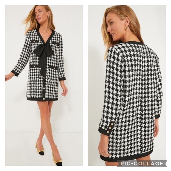 Pomander Place Dresses & Skirts - Tuckernuck Pomander Place Coco Tweed Bow Dress Black White NEW Size Large